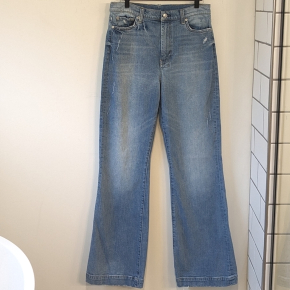 7 For All Mankind Ultra High Rise Dojo Wide Leg Flare Women's Jeans Size 31